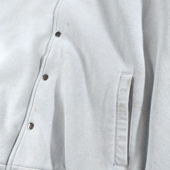 Vintage Adidas Reversible Jacket Mens Large Blue Gray Trefoil Spellout Snap Up - Picture 10 of 16